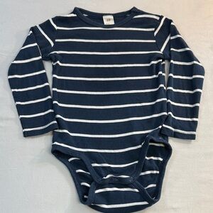 H&M - Blue and White Long sleeve Striped Kids Bodysuit